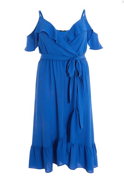 Curve Blue Cold Shoulder Dress